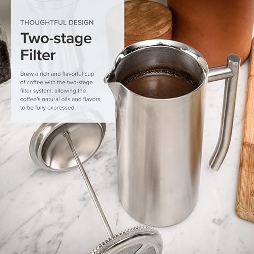 Brushed Stainless Steel 17oz Travel Press — photo 3