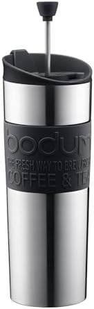 Black stainless steel travel press 15 oz