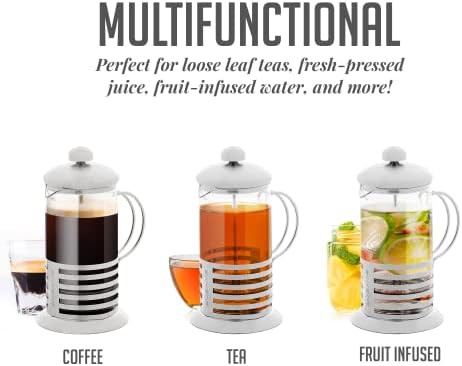 Silver stainless 12oz french press with four filters — photo 4