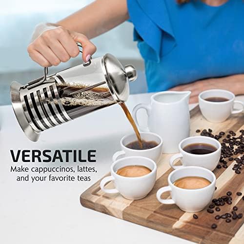 Silver stainless 12oz french press with four filters — photo 5