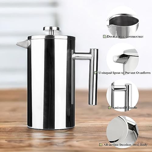 Silver small stainless steel French press — photo 3