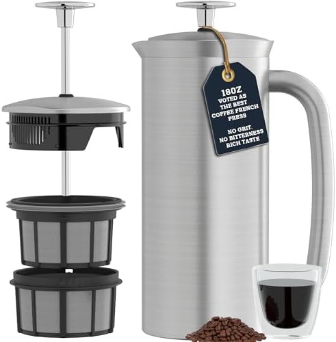 Brushed stainless P7 French press 18oz