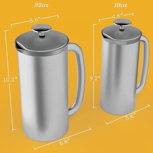 Brushed stainless P7 French press 18oz — photo 3