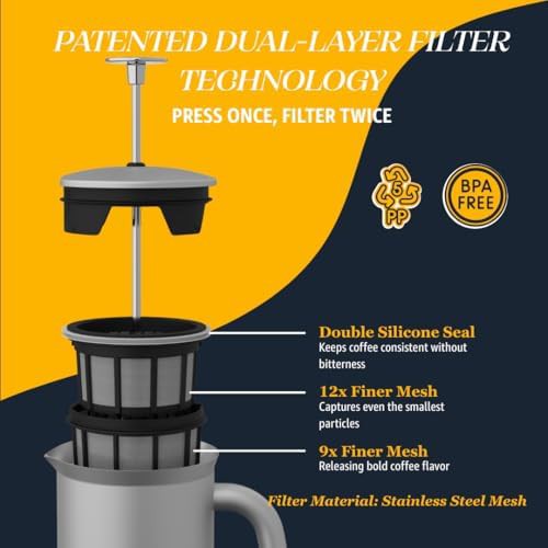 Brushed stainless P7 French press 18oz — photo 5