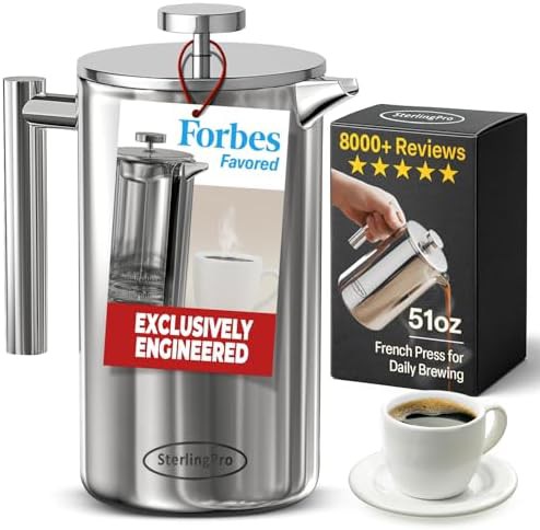 Mirror stainless steel French press 44 oz