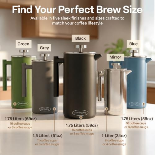 Mirror stainless steel French press 44 oz — photo 4