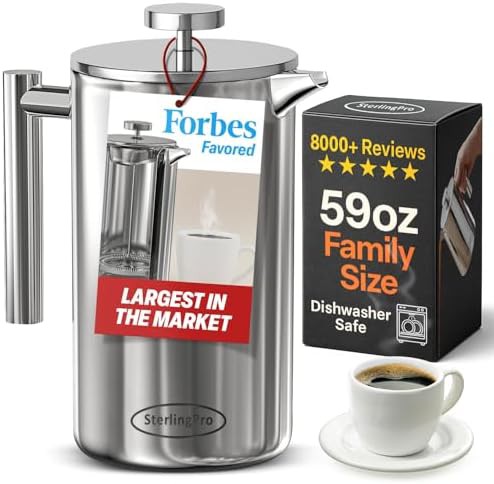 Metal stainless steel French press 59 oz