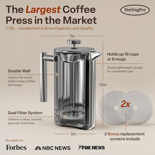 Metal stainless steel French press 59 oz — photo 3