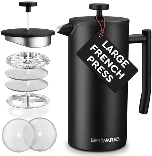 Large modern matte black 50oz French press