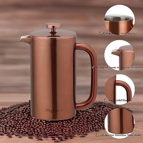 Copper insulated stainless steel French press — photo 3