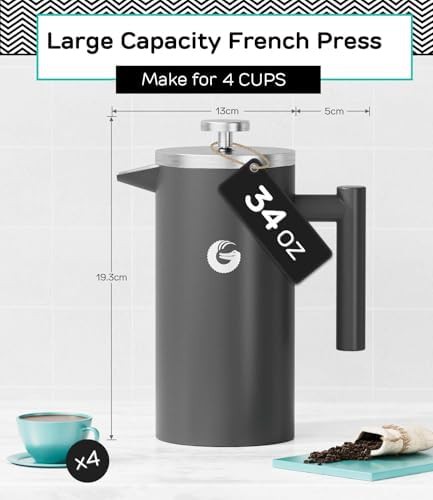 Gray Double Wall Insulated Coffee Press — photo 3