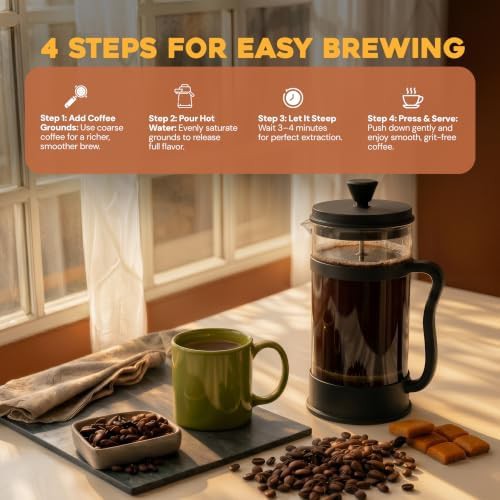 Black glass french press coffee maker 34 oz — photo 5