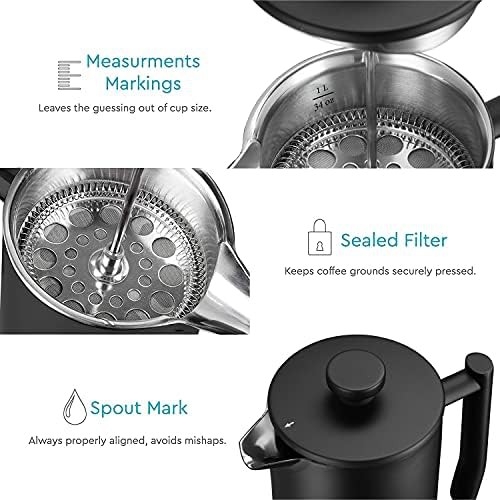 Matte black insulated 34oz French press — photo 3