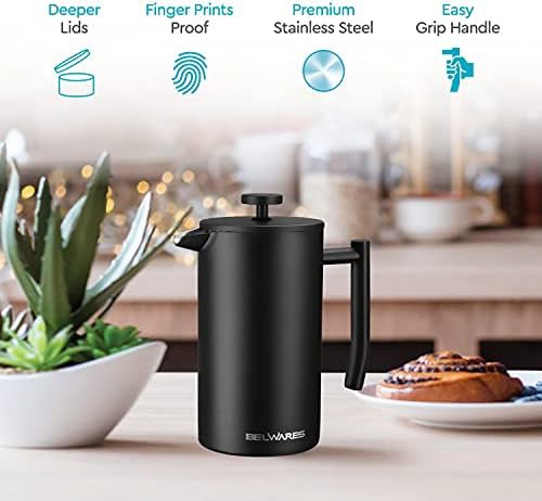 Matte black insulated 34oz French press — photo 5