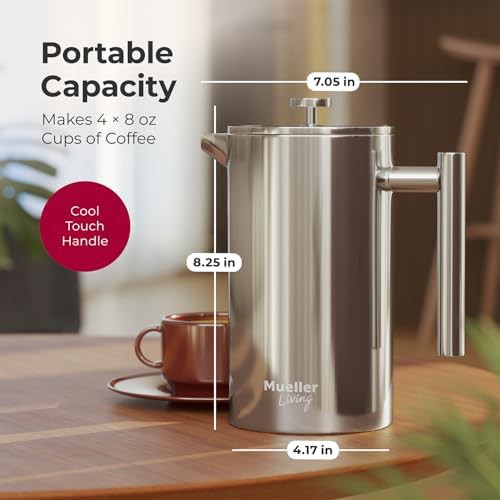 MuellerLiving 34oz stainless steel French press coffee maker — photo 3
