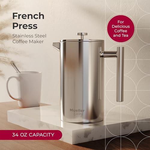 MuellerLiving 34oz stainless steel French press coffee maker — photo 4
