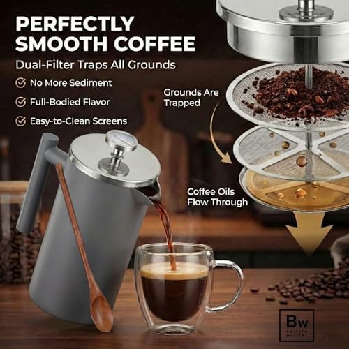 Grey Stainless Steel Thermometer Coffee Press — photo 3