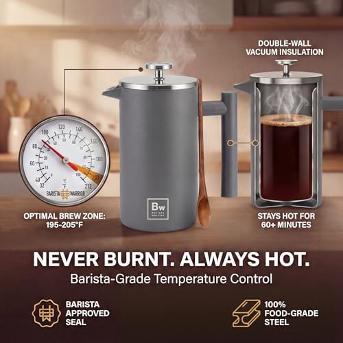 Grey Stainless Steel Thermometer Coffee Press — photo 4