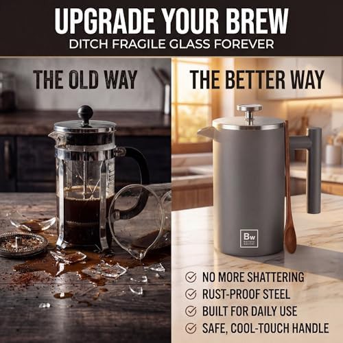 Grey Stainless Steel Thermometer Coffee Press — photo 5