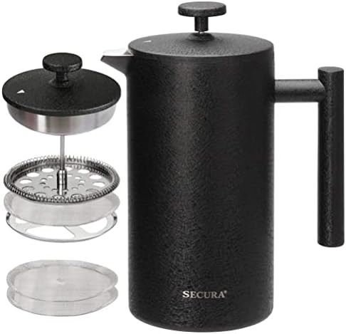 Black stainless steel insulated French press 34oz