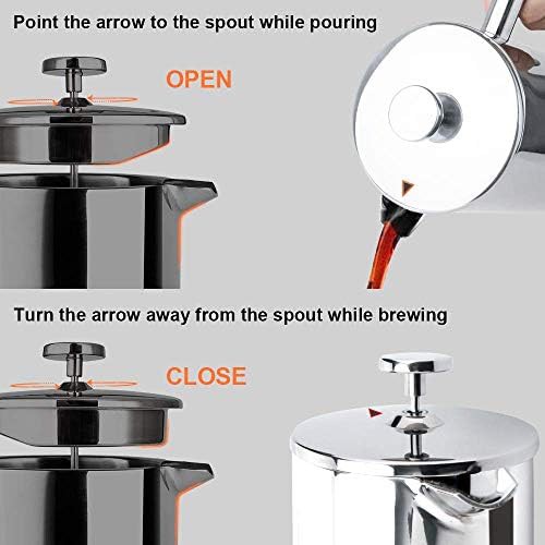 Large silver stainless insulated French press 50oz — photo 4