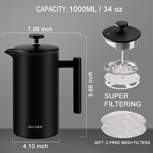 Black dual filter insulated French press 34oz — photo 3