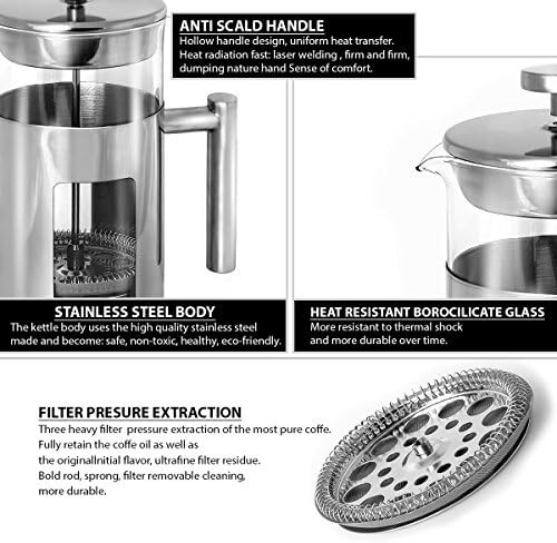 Stainless frame glass carafe 34 oz french press — photo 4