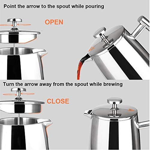 Standard stainless steel insulated French press 34oz — photo 4