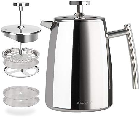 Compact stainless steel insulated French press 17oz