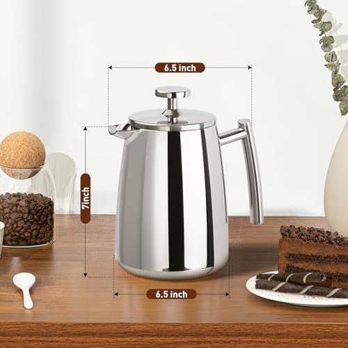 Compact stainless steel insulated French press 17oz — photo 3