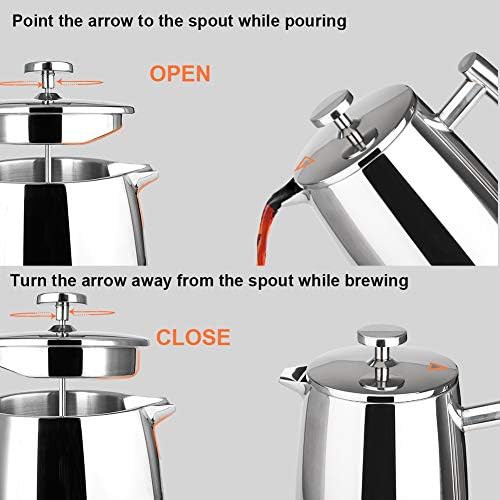 Compact stainless steel insulated French press 17oz — photo 5