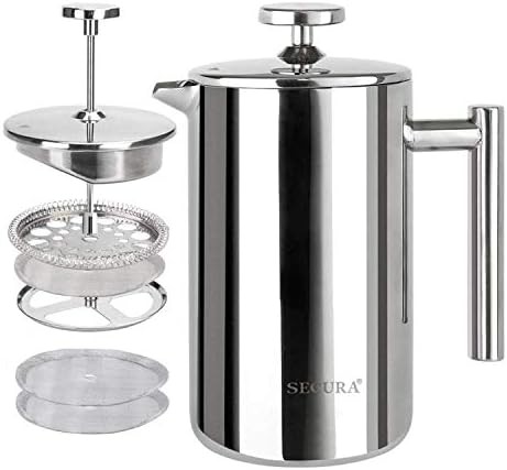 Double wall silver insulated French press 12oz