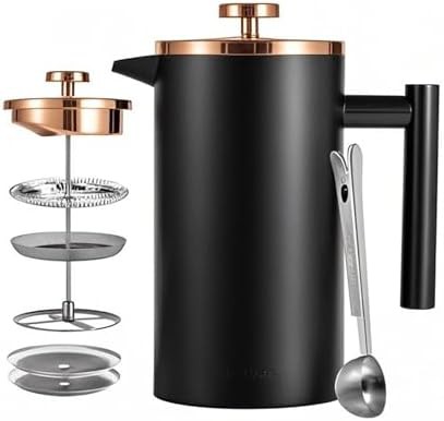 Black 34 oz stainless steel travel coffee press