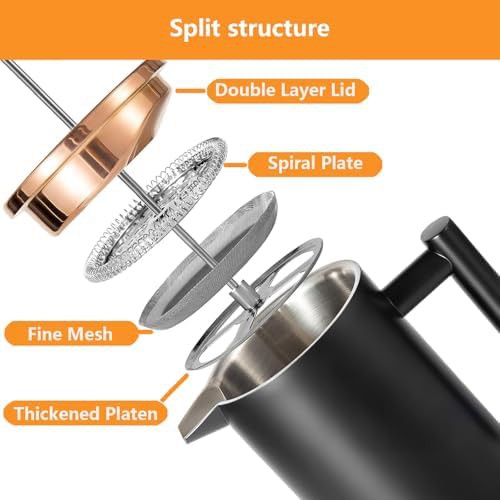 Black 34 oz stainless steel travel coffee press — photo 3
