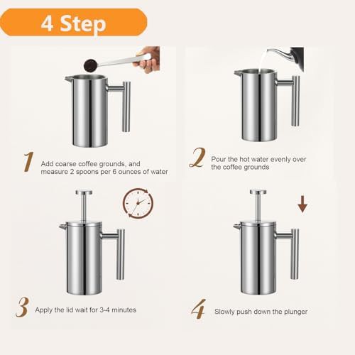 Large 51 oz silver travel coffee press — photo 3