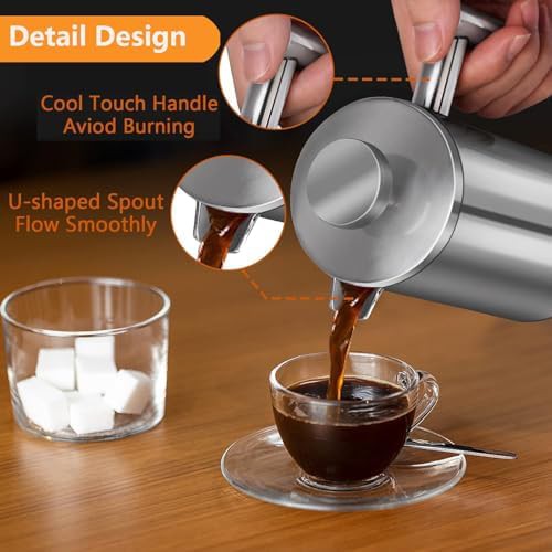 Large 51 oz silver travel coffee press — photo 4