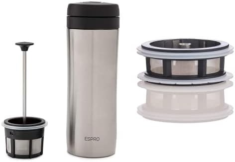 Brushed stainless P1 travel press 12 oz