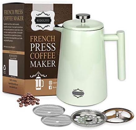 Vacuum insulated off white 34 oz french press