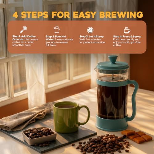 Aqua glass French press coffee maker 34 oz — photo 5