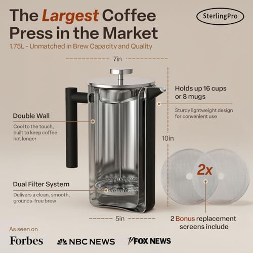 Black stainless steel French press 59 oz — photo 3