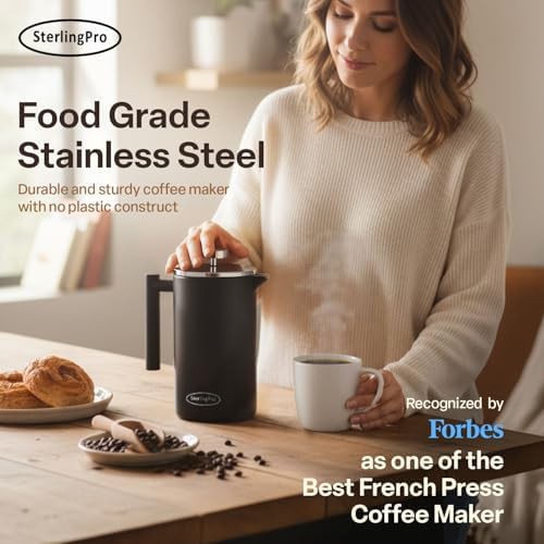 Black stainless steel French press 59 oz — photo 5