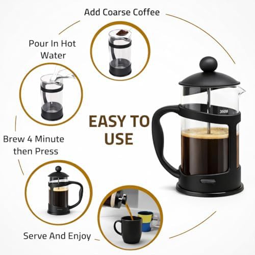 Classic Black Three Cup Glass Cafetiere — photo 3
