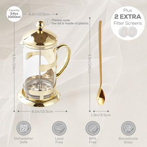 Luxury Gold Glass French Press 34oz — photo 5