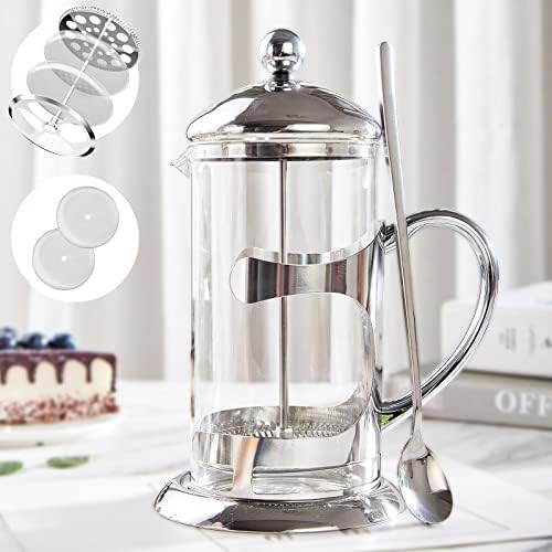 Luxury Silver Glass French Press 34oz