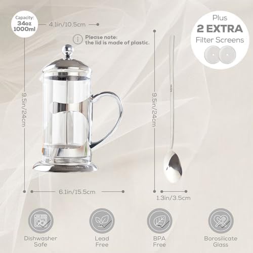 Luxury Silver Glass French Press 34oz — photo 5