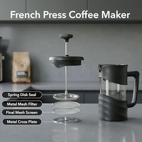 Black 12oz coffee maker French press — photo 3