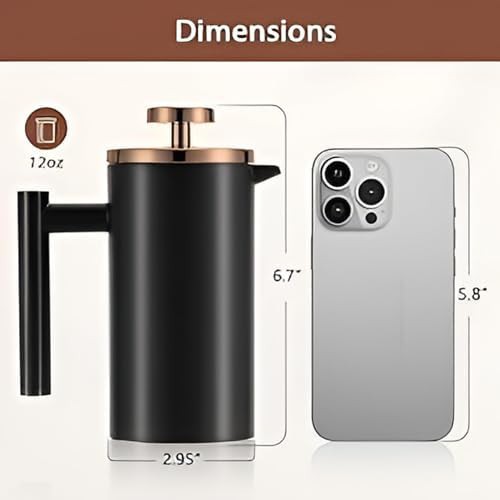 Black 12 oz travel press with mesh filter — photo 3