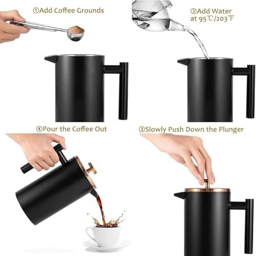 Black 12 oz travel press with mesh filter — photo 4