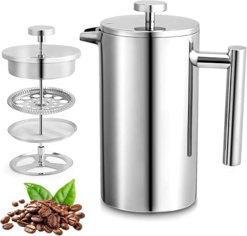 Small 12 oz silver stainless coffee press