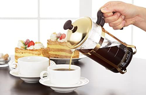 Mocha brown glass coffee press tea server — photo 5